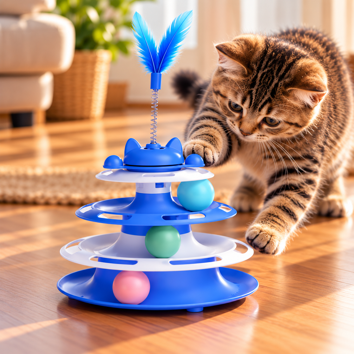 Jouet Interactif pour Chat – Circuit à Balles & Plume | PETILO
