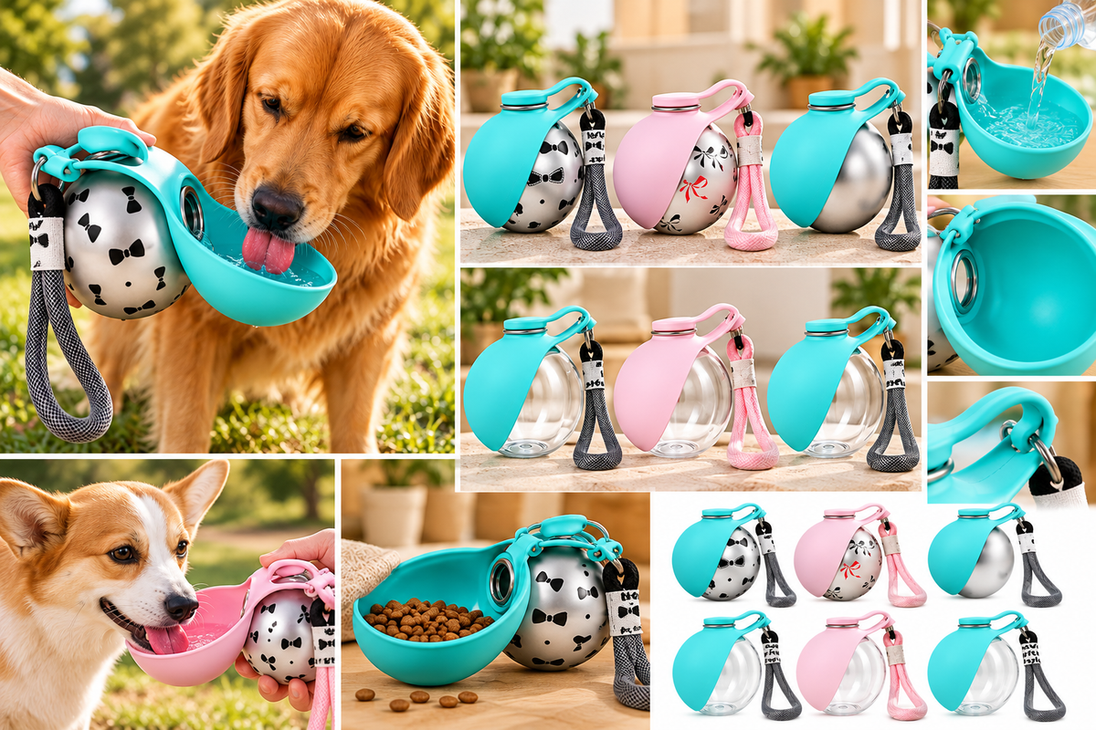 🐶 Gourde Portable 2-en-1 pour Chien avec Gamelle – 285 ml