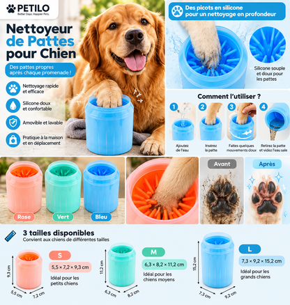 🐾 Nettoyeur de Pattes pour Chien – Gobelet de Lavage en Silicone Doux