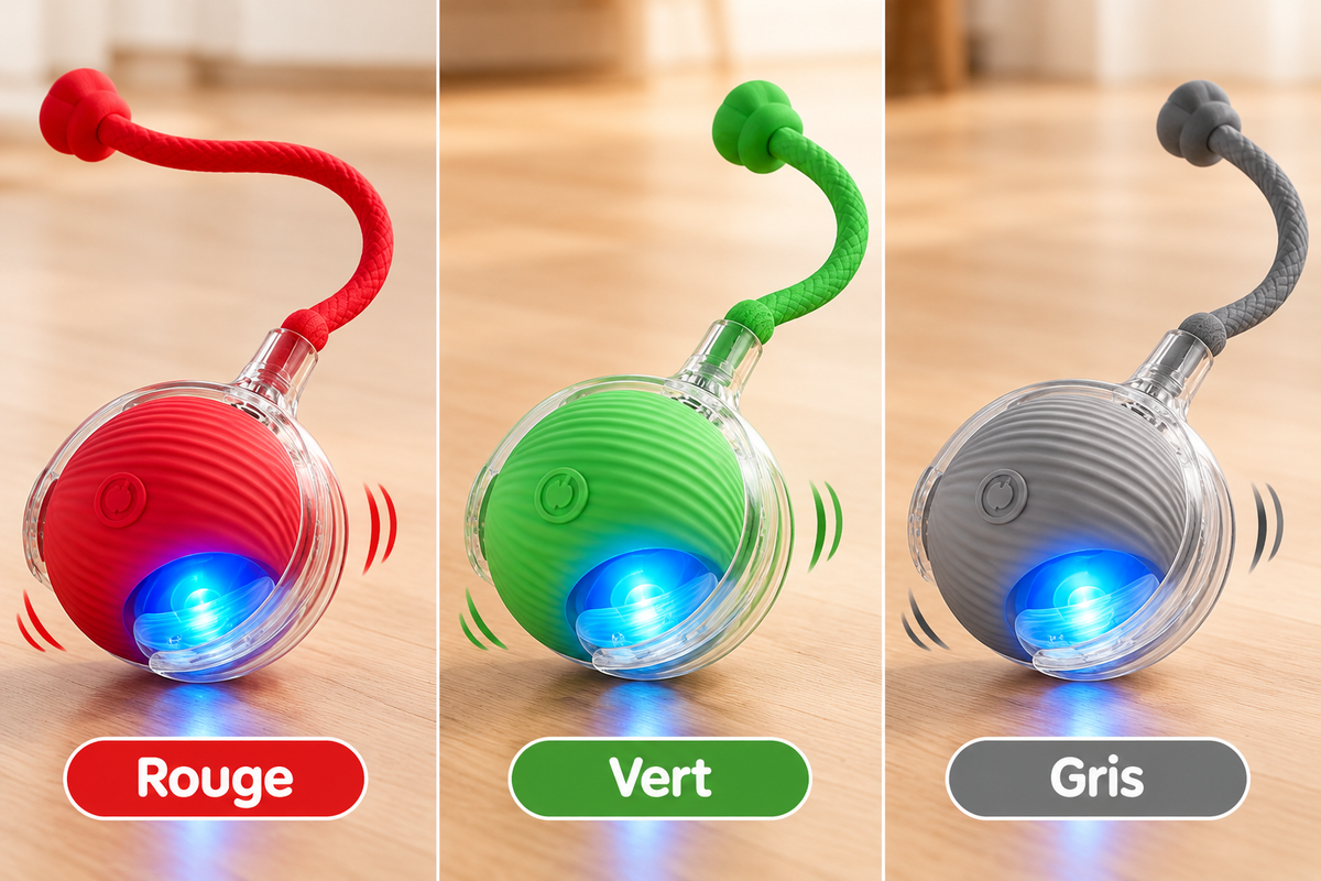 Balle Intelligente Interactive pour Chat – Jouet Automatique 3 Modes avec Lumière LED & Recharge USB-C