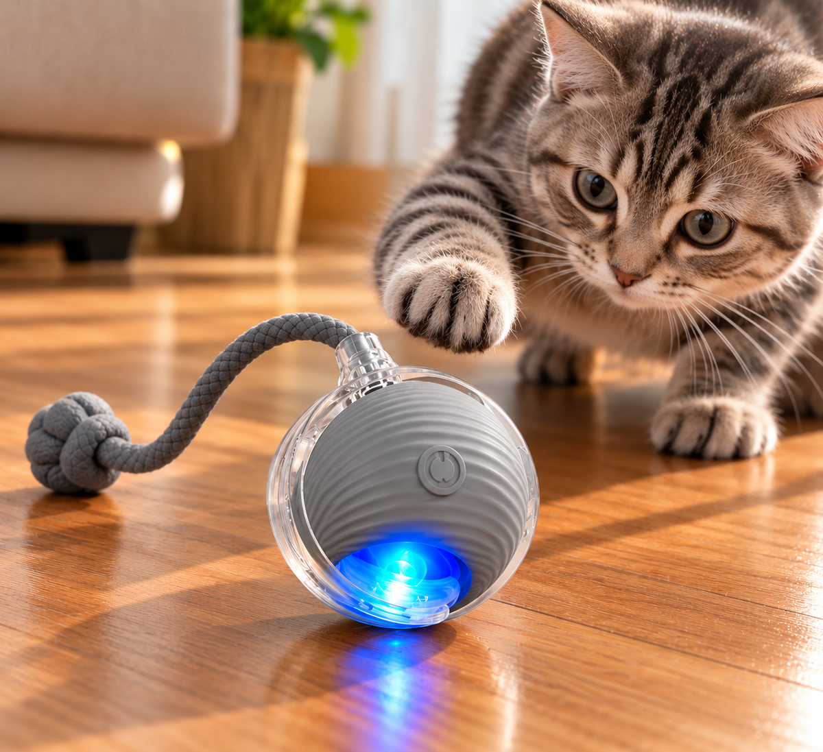 Balle Intelligente Interactive pour Chat – Jouet Automatique 3 Modes avec Lumière LED & Recharge USB-C