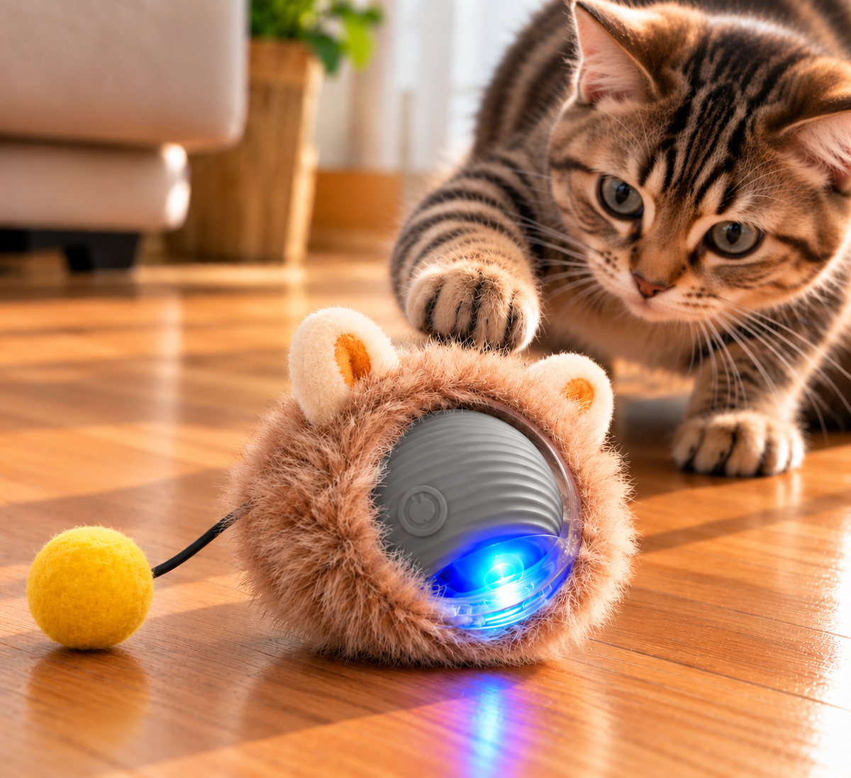 Balle Intelligente Interactive pour Chat – Jouet Automatique 3 Modes avec Lumière LED & Recharge USB-C