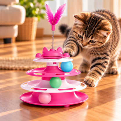 Jouet Interactif pour Chat – Circuit à Balles & Plume | PETILO