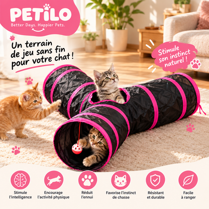 Tunnel Interactif pour Chat 3 Voies – Jouet Pliable avec Balles